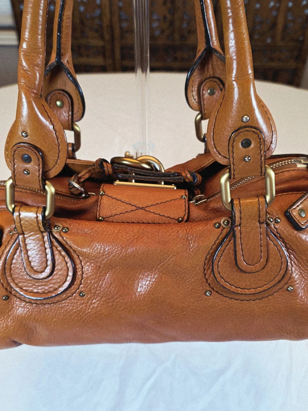 2006 Chloé Paddington Satchel Cognac Pebbled Leather-Lock and Key w COA.